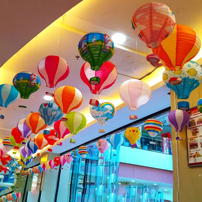Kids Toys Easter - โคมไฟกระดาษรูปบอลลูนลมร้อนสีรุ้งขนาด 16 นิ้ว (40 ซม.) สำหรับงานวันเกิดเด็ก