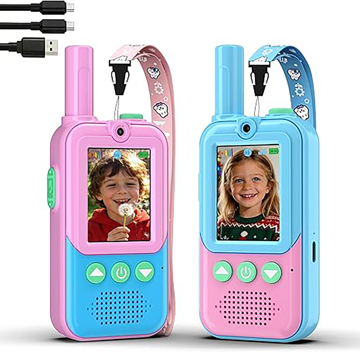 Toys For Kids Video - วิทยุสื่อสารวิดีโอสำหรับเด็กแบบชาร์จได้ 2 ชิ้น พร้อมกล้อง HD และตัวเปลี่ยนเสียง