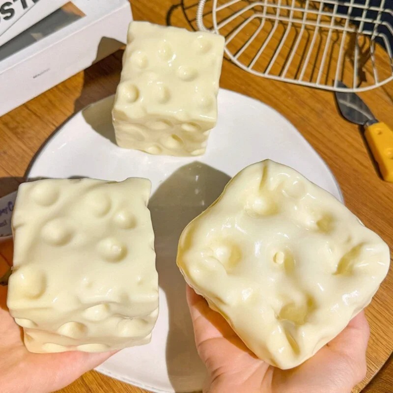 Kids Y Toys - ลูกบอลบีบคลายเครียดรูปทรงชีส Taba Squishy ของเล่นบีบปรับรูปทรงได้ ไม่คืนตัว ของเล่นเสริมพัฒนาการสำหรับเด็กและผู้ใหญ่