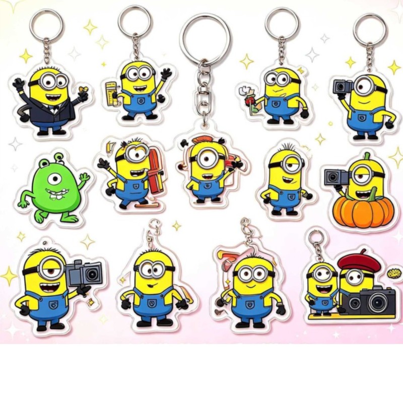 Kids Toys Deals - พวงกุญแจอะคริลิกมินเนียน เดสปิคเอเบิล มี ของตกแต่งโต๊ะสองด้าน รูปการ์ตูนคาวาอี้ ของขวัญวันเกิดเด็ก