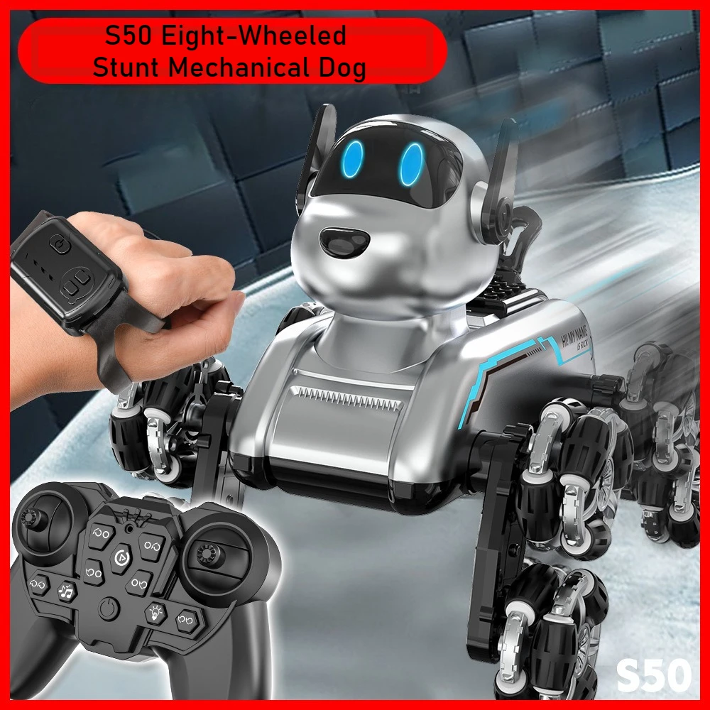 Remote Control Car - หุ่นยนต์สุนัขอัจฉริยะ S50 ควบคุมด้วยท่าทาง เปลี่ยนรูปทรงได้ รถของเล่นสตั๊นท์แปดล้อ ควบคุมด้วยรีโมทคอนโทรล