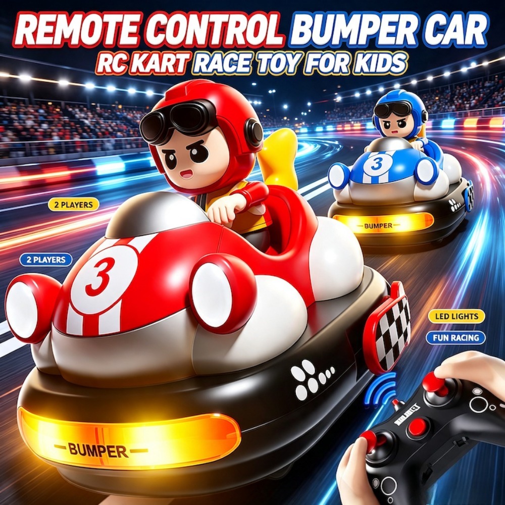 Remote Control Car - รถแข่งคาร์ทบังคับวิทยุสำหรับสองผู้เล่น พร้อมฟังก์ชันดริฟต์ ระบบกันชนและดีดตัว เกมแข่งรถที่สมบูรณ์แบบสำหรับเป็นของขวัญวันเกิด