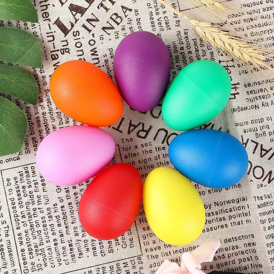Kids Toys Easter - ไข่สั่นสะเทือน 2 ชิ้น ของเล่นดนตรีพลาสติก ไข่มาราคาส ของเล่นเด็ก