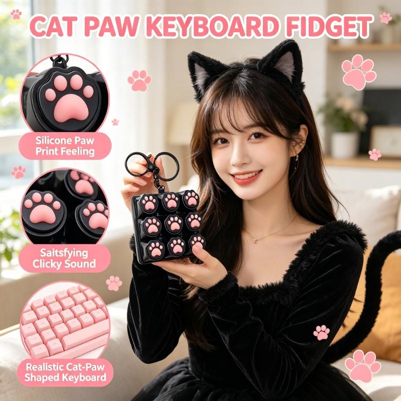 Kids Toys Entertainer - ซิลิโคนแมว Paws Keycap Presser ความเครียดบรรเทาพวงกุญแจของเล่น 9