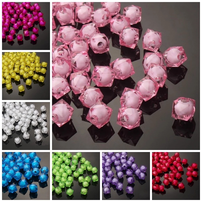 Kids Toys Deals - ลูกปัดอะคริลิกใสทรงสี่เหลี่ยมขนาด 8/10/12 มม. สำหรับทำเครื่องประดับเด็ก ของเล่น DIY