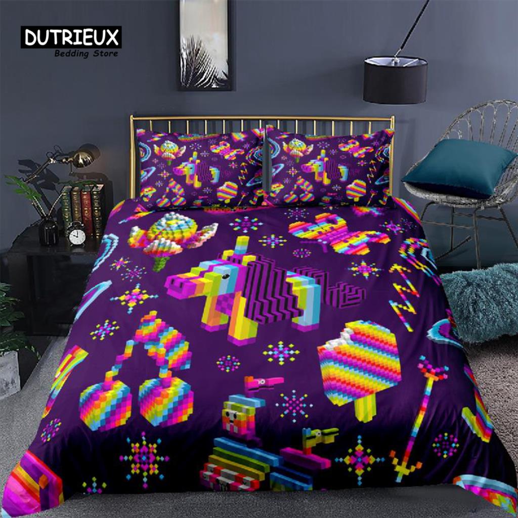 Kids Toys Uk - Luxury 3D อาคารที่มีสีสันของเล่นพิมพ์ Home Living ผ้านวมปลอกหมอนเด็กชุดเครื่องนอน