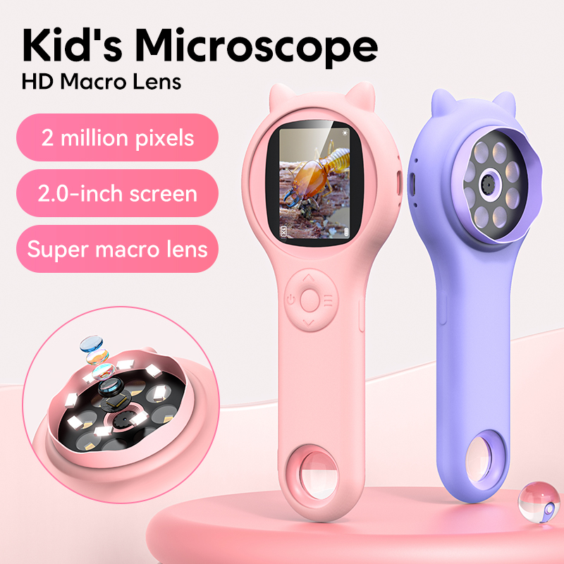 Toys For Kids Video - Mini Kids กล้องจุลทรรศน์แสงพร้อมฟังก์ชั่นภาพและวิดีโอ 500X สังเกตกล้องจุลทรรศน์วิทยาศาสตร์โลกของเล่นเพื่อการศึกษาเด็ก