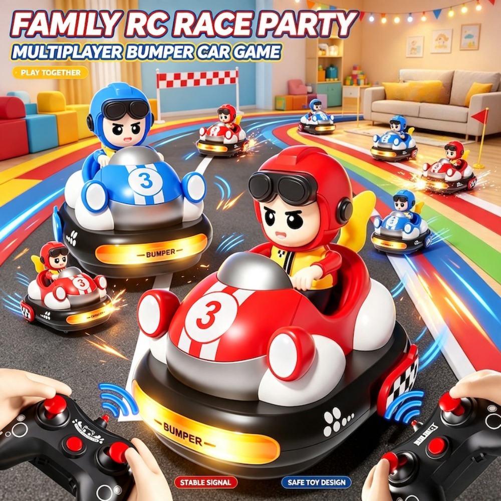 Remote Control Car - รถบัมเปอร์การ์ตูนบังคับวิทยุสำหรับสองผู้เล่น พร้อมระบบควบคุมด้วยท่าทาง รถดริฟต์ขนาดเล็กพร้อมไฟและเสียงเพลง ของเล่นที่เหมาะเป็นของขวัญวันเกิด